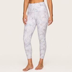 RBX Tie Dye Marble Print High Waisted Cropped Leggings White Workout Size Large